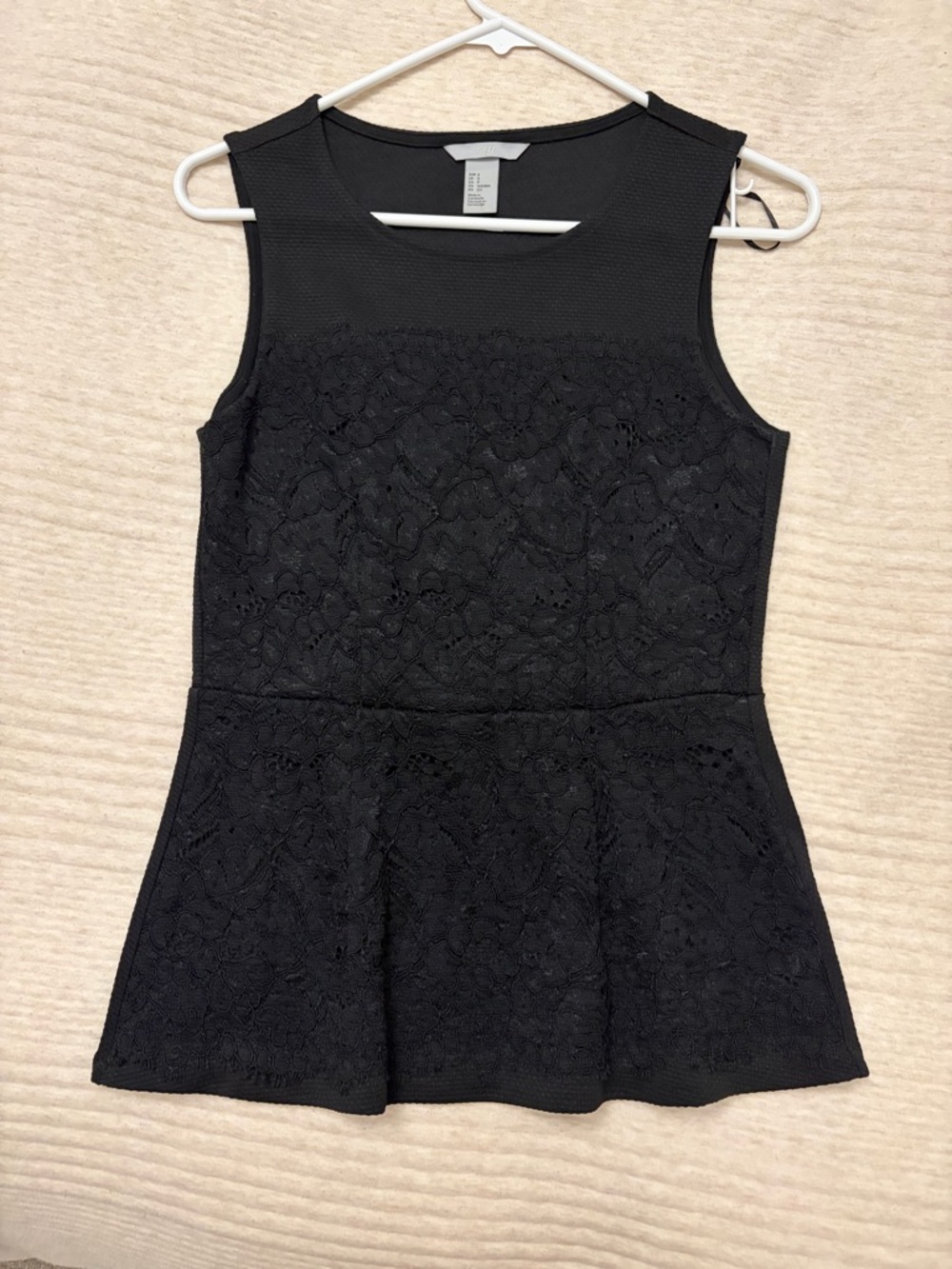 H&M Black Lace Peplum Top